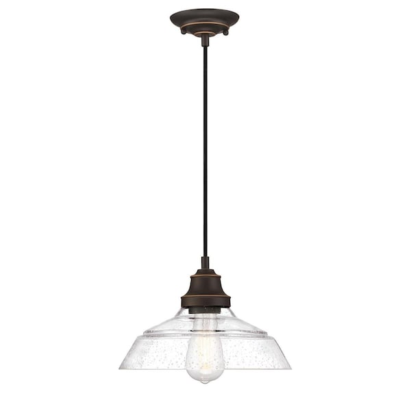 Westinghouse Pendant 60W Iron Hill 11In ORB High-Lights Clear Seeded Glass 6116600 - main